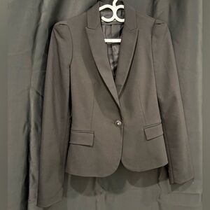 Zara Women’s Basic Blazer with Puff Shoulders - Black